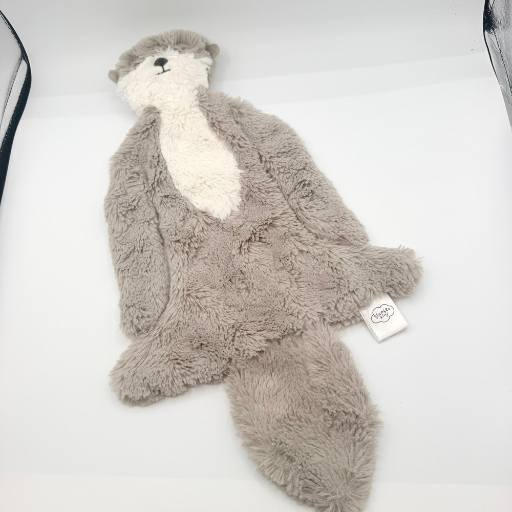 Slumberkins Otter Snuggler Grey Cream Plush Lovey Heart Patch Excellent XS